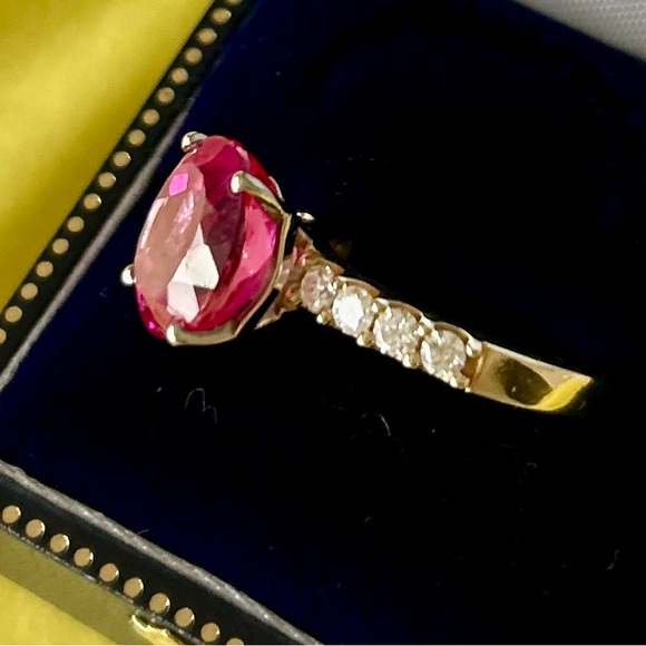 24 hour SALE!!!🩷6 carat lab grown pink sapphire diamond set in 14K Yellow Gold🌟 - Picture 5 of 6